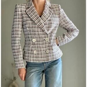 Zara double breasted textured weave jacket blazer